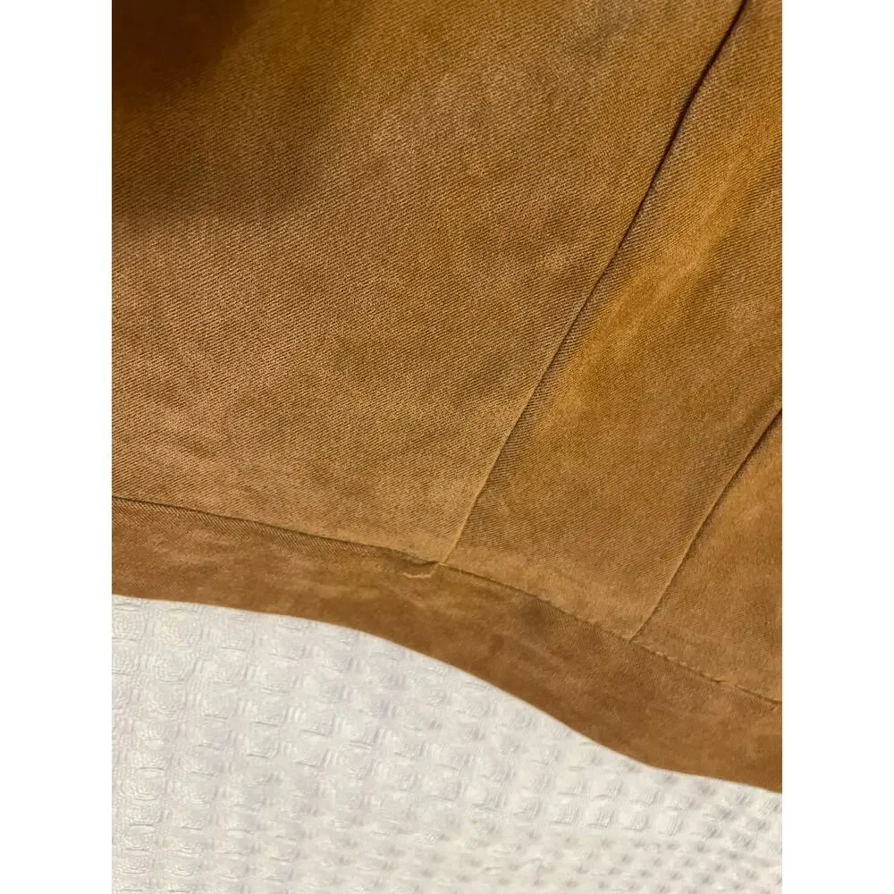 Dress Barn Western Wear Faux Suede Light Brown Midi Flare Skirt Size 24w - Picture 10 of 12